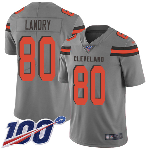 Cleveland Browns Jarvis Landry Men Gray Limited Jersey #80 NFL Football 100th Season Inverted Legend->cleveland browns->NFL Jersey